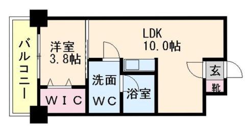 アイセレブ箱崎駅前(1LDK/5階)の間取り写真