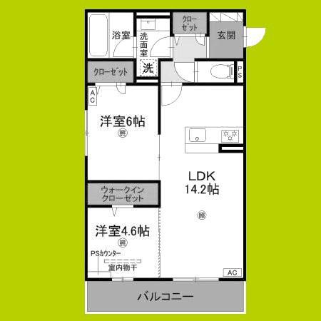 ラヴィエール南茨木II(2LDK/2階)の間取り写真