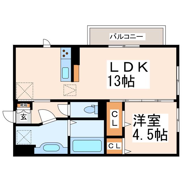 D-ROOM飛田(1LDK/1階)の間取り写真