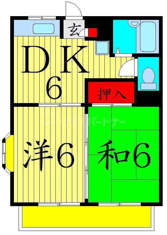 新宿エスポワール(2DK/2階)の間取り写真