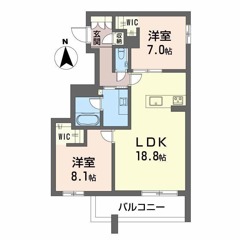 ファミール夜寒(2LDK/2階)の間取り写真