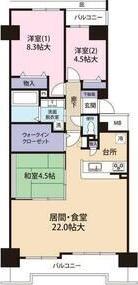 ファミールハイツ明石参番館(3LDK/11階)の間取り写真