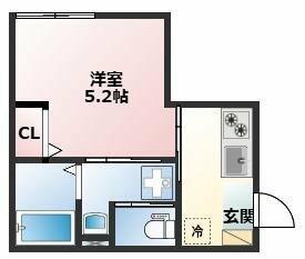 リアル綱島パークテラスA棟(1K/2階)の間取り写真
