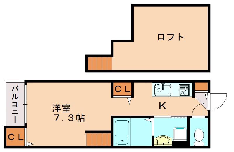 34-倶楽部ハウスR(ワンルーム/2階)の間取り写真
