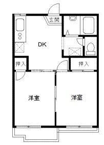 ロイヤルハイツ B棟(2DK/1階)の間取り写真