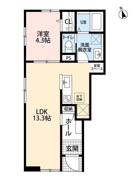 リーブルファイン四街道駅前(1LDK/1階)の間取り写真