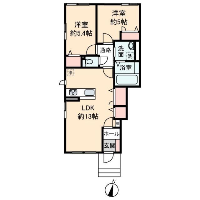 エルツI(2LDK/1階)の間取り写真