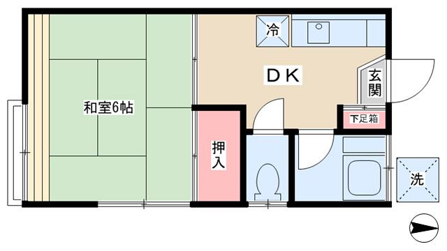ダイゴハイツ(1DK/2階)の間取り写真