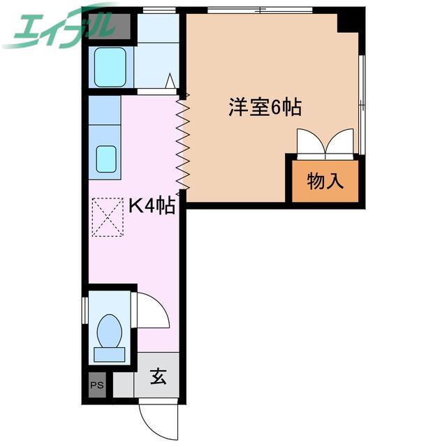 内山マンション(1K/3階)の間取り写真