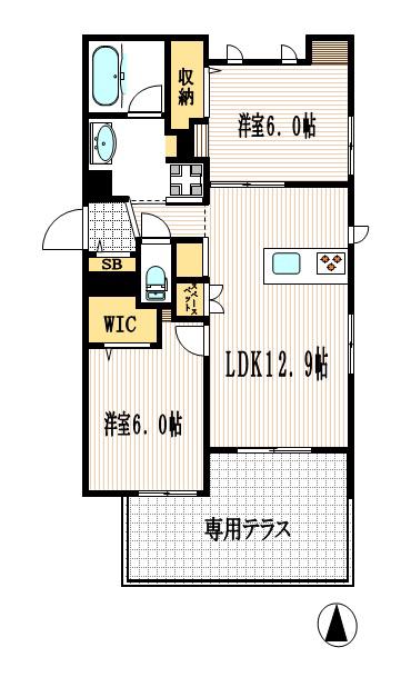 OID TERRACE(2LDK/1階)の間取り写真