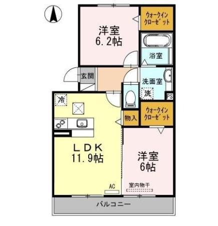 プルミエ(2LDK/1階)の間取り写真