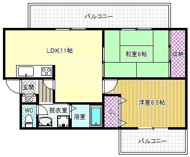 マンションリベラル(2LDK/2階)の間取り写真