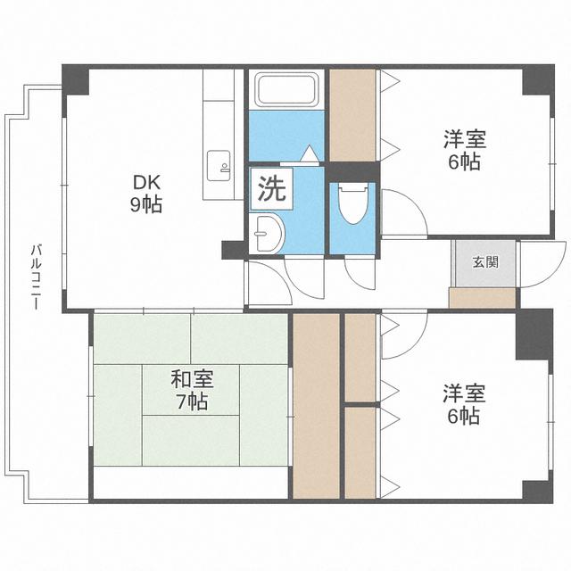 ラ・メゾンヴェール(2LDK/3階)の間取り写真