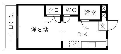 グリーンハイツ(1DK/2階)の間取り写真