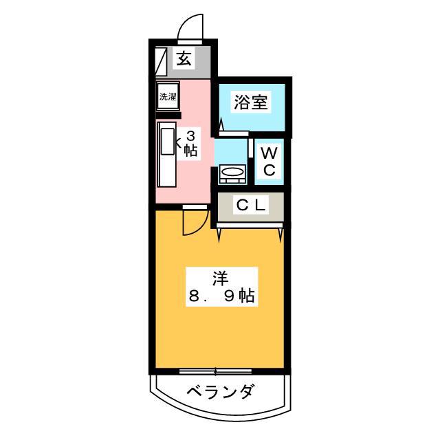 ハーモニー向ヶ丘遊園(1K/3階)の間取り写真