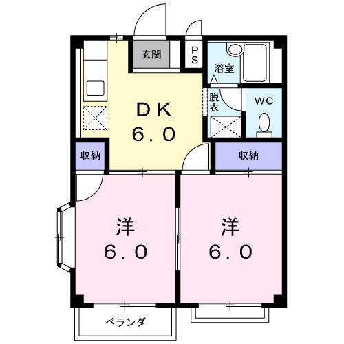 アーバン スナガ S(2DK/2階)の間取り写真