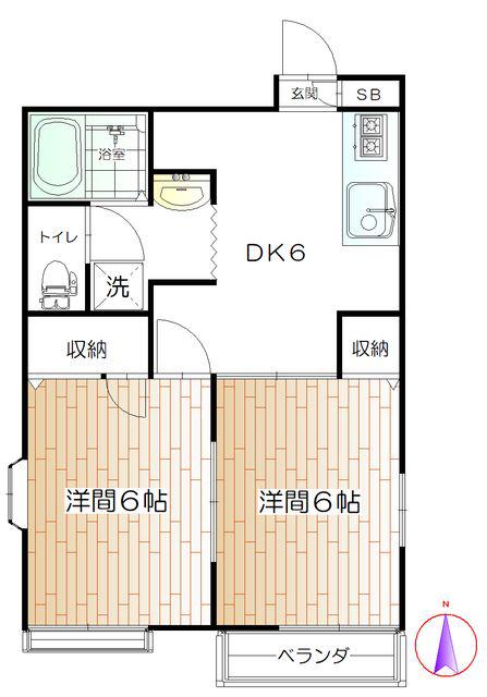 メゾン飛鳥(2DK/2階)の間取り写真