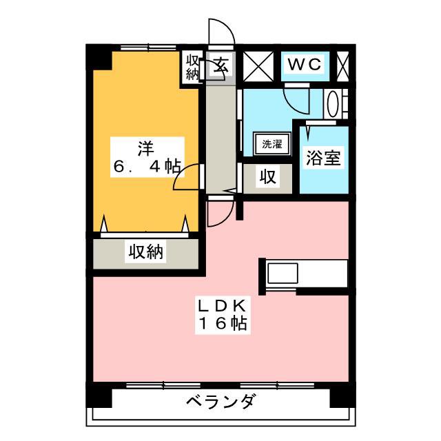 サンビーム八代(1LDK/3階)の間取り写真