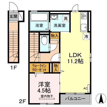 エムスラッシュ(1LDK/2階)の間取り写真