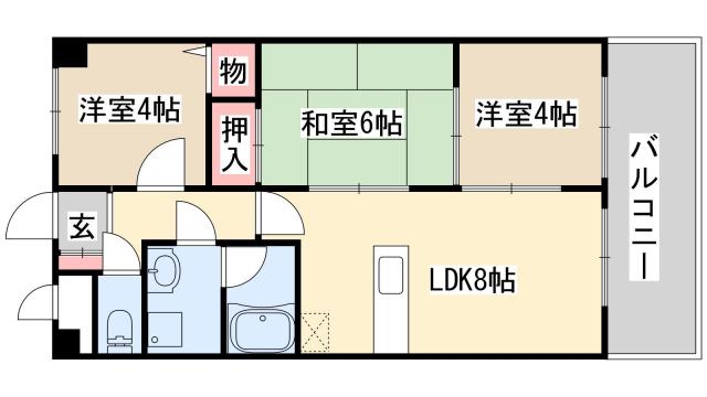 日宝アドニス塩屋(3LDK/7階)の間取り写真
