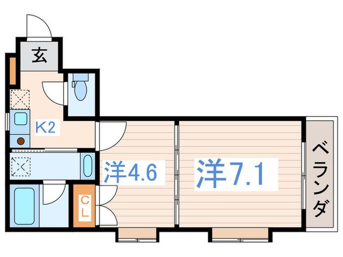 FK柳橋(2K/1階)の間取り写真