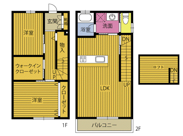 レジデンシャルわさだ(2LDK/1階)の間取り写真