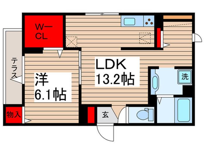 ラリュール柴又(1LDK/1階)の間取り写真