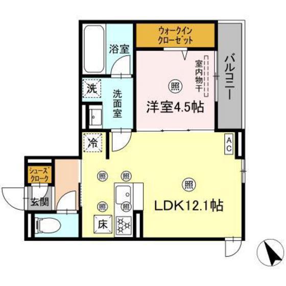 ルミエ西川口(1LDK/1階)の間取り写真