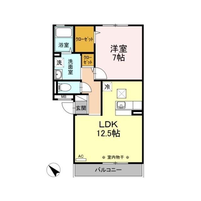 D-ROOM ヴレアムール(1LDK/1階)の間取り写真