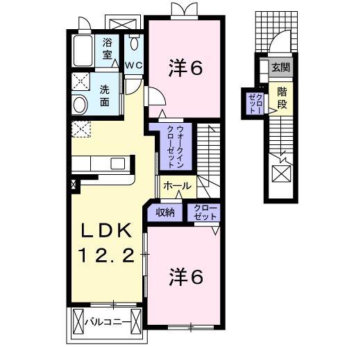 サンライトセクションA(2LDK/2階)の間取り写真