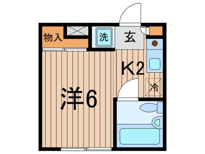 東急田園都市線 駒沢大学駅 徒歩4分 2階建 築33年(1K/1階)の間取り写真