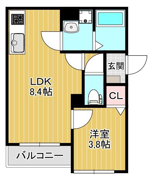 AND TERRACE 北野田(1LDK/3階)の間取り写真