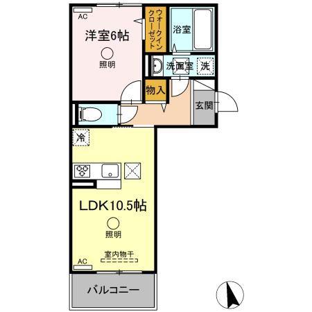 FOREST GARDEN河尻(1LDK/1階)の間取り写真