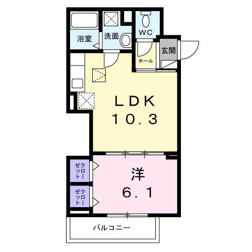 ヒカルサ此花通酉島(1LDK/1階)の間取り写真