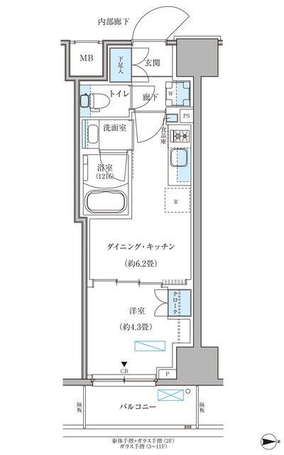 パークアクシス住吉ガーデンスクエア(1DK/10階)の間取り写真