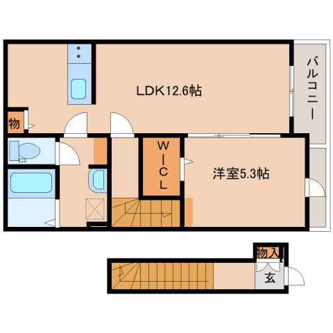 メゾン リアン(1LDK/2階)の間取り写真