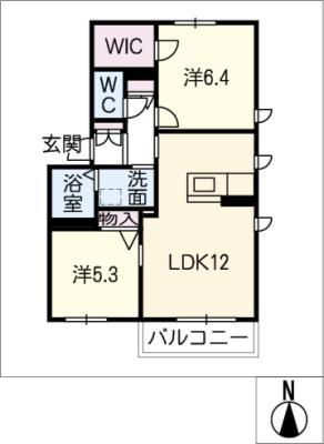 カーサ・フロレスタ(2LDK/1階)の間取り写真
