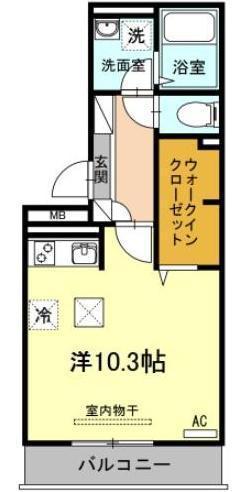 ウエストヴィレッジII(ワンルーム/1階)の間取り写真