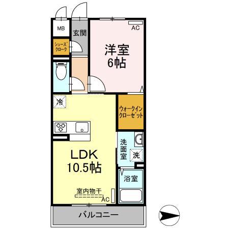 ル・サンティーユ(1LDK/2階)の間取り写真