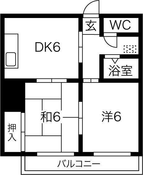 マンション服部(2DK/1階)の間取り写真