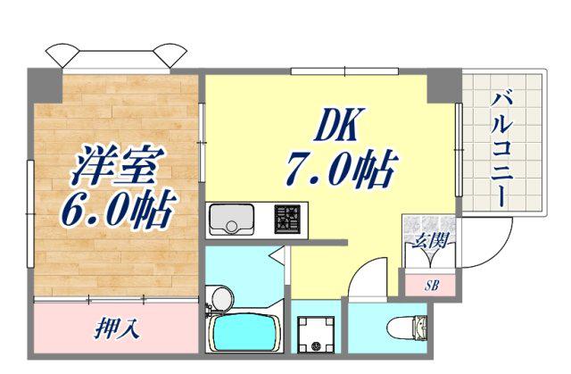 アクエルド諏訪山(1DK/4階)の間取り写真