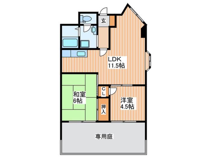 ESPOIR砂原(2LDK/1階)の間取り写真