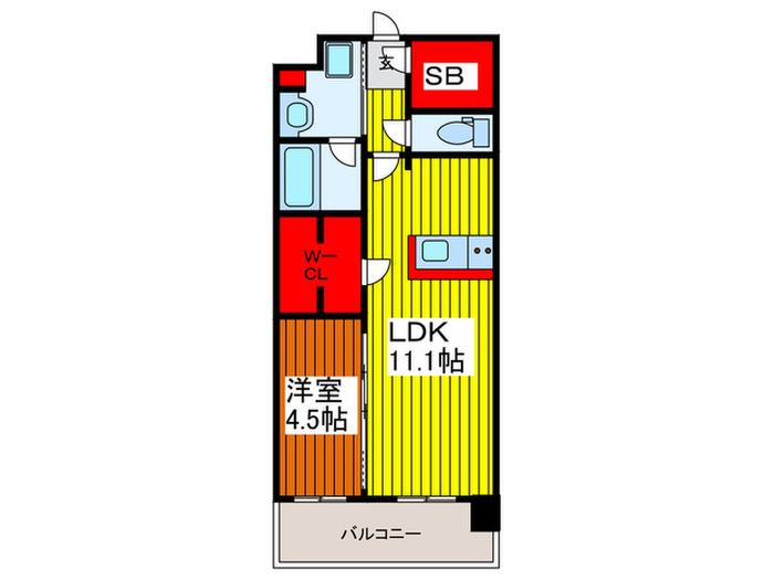 RJRプレシア川口(1LDK/9階)の間取り写真