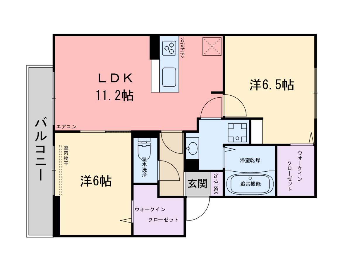 ポルトボヌール前原(2LDK/3階)の間取り写真