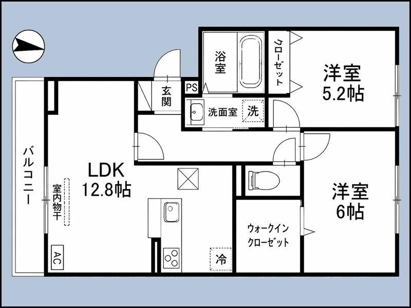 ロイヤルガーデンコート新和 B(2LDK/2階)の間取り写真