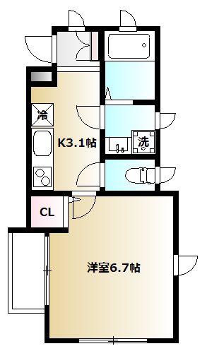 メゾン童夢(1K/2階)の間取り写真