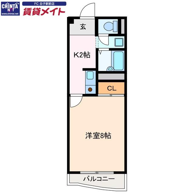 リバティベル(1K/2階)の間取り写真
