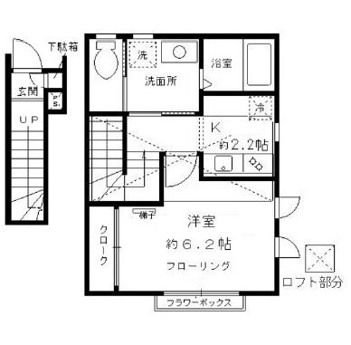 メゾンレリシア(1K/2階)の間取り写真