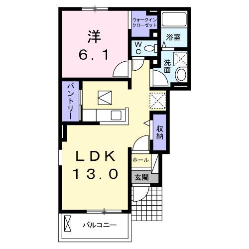 パルパレスB(1LDK/1階)の間取り写真