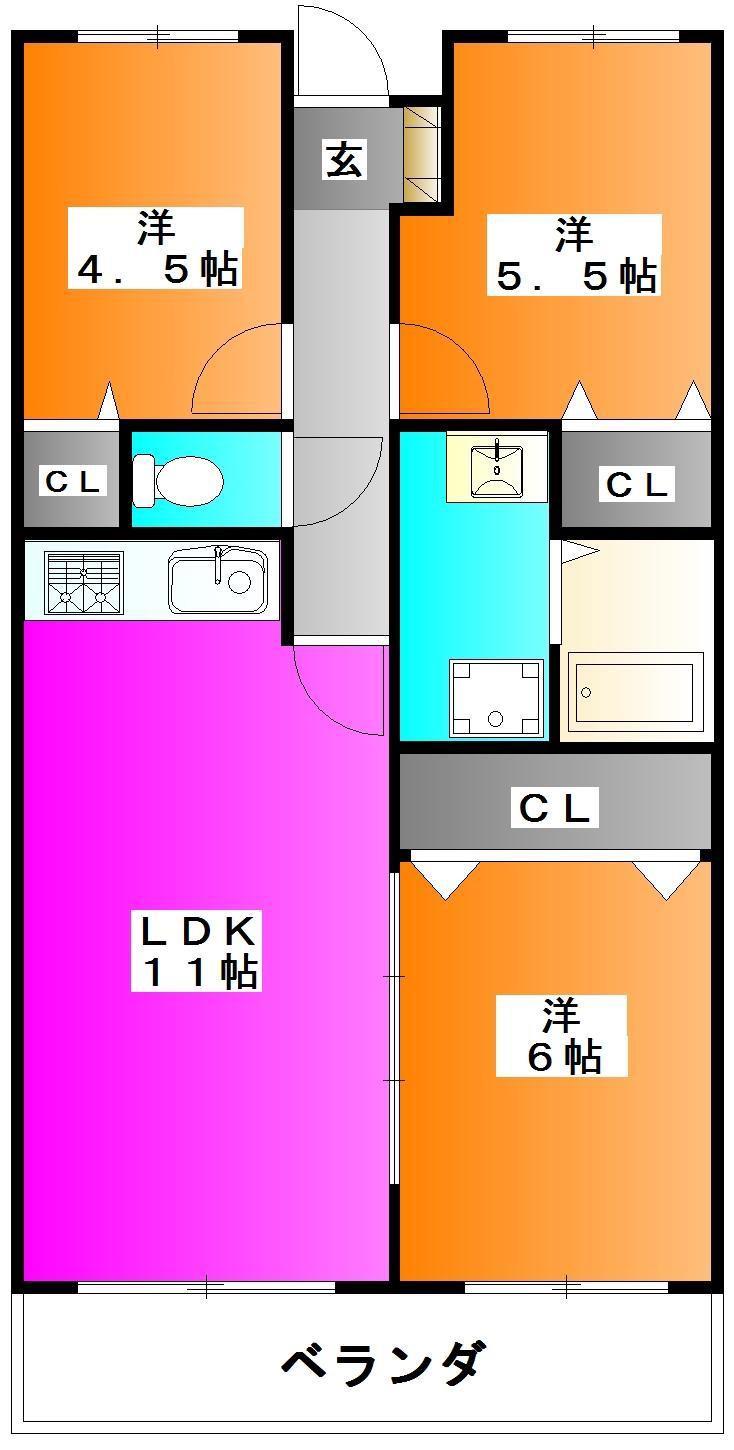エステートミア(3LDK/2階)の間取り写真